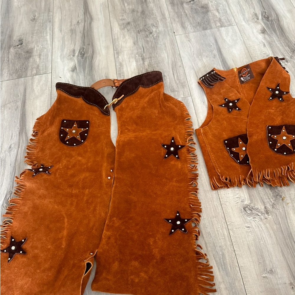 John r. Craighead co., inc leather sheriff kids vest  and pants made in USA